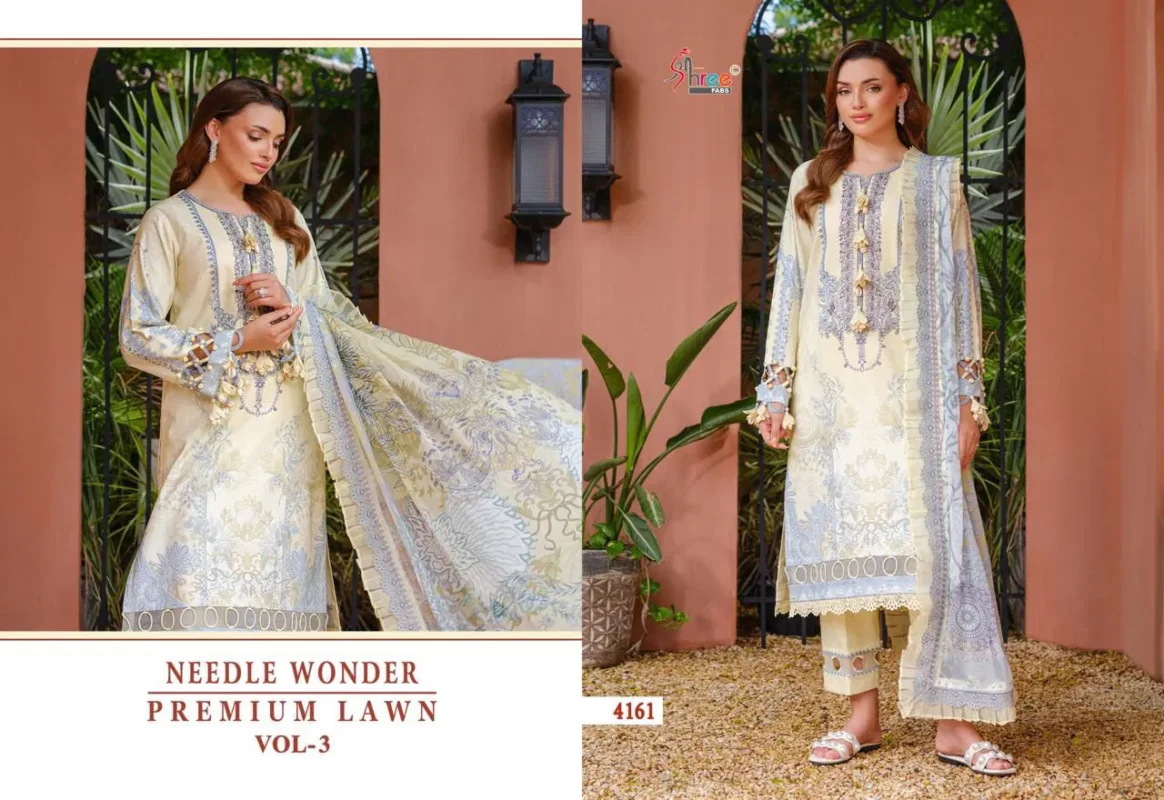 Beautiful Shree Needle Wonder Premium Lawn Vol 3 Chiffon Dupatta Pakistani Suits Wholesale 2026