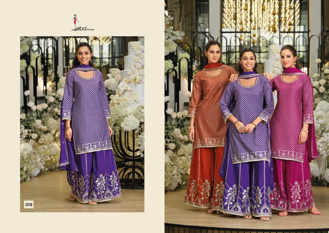 Launching Eba Ziya Chinon With Embroidery Work Designer Top Bottom And Dupatta Wholesale 2026