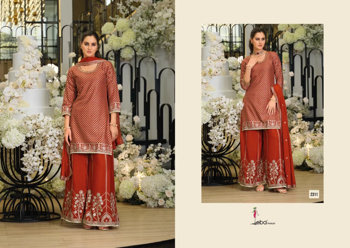 Launching Eba Ziya Chinon With Embroidery Work Designer Top Bottom And Dupatta Wholesale 2026