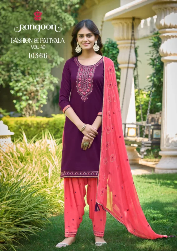 Buy Rangoon Fashion Of Patiyala Vol 40 Jam Silk Embroiderd Kurti With Bottom Dupatta Wholesale 2026