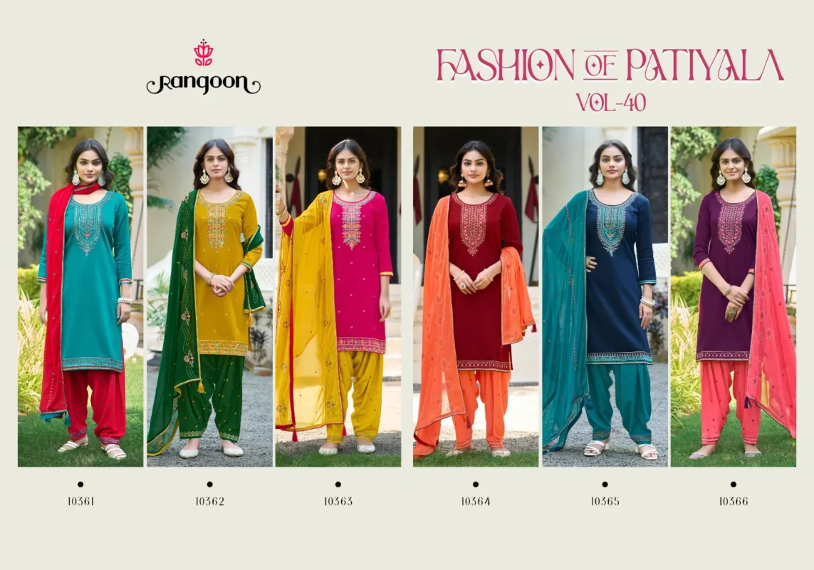 Buy Rangoon Fashion Of Patiyala Vol 40 Jam Silk Embroiderd Kurti With Bottom Dupatta Wholesale 2026