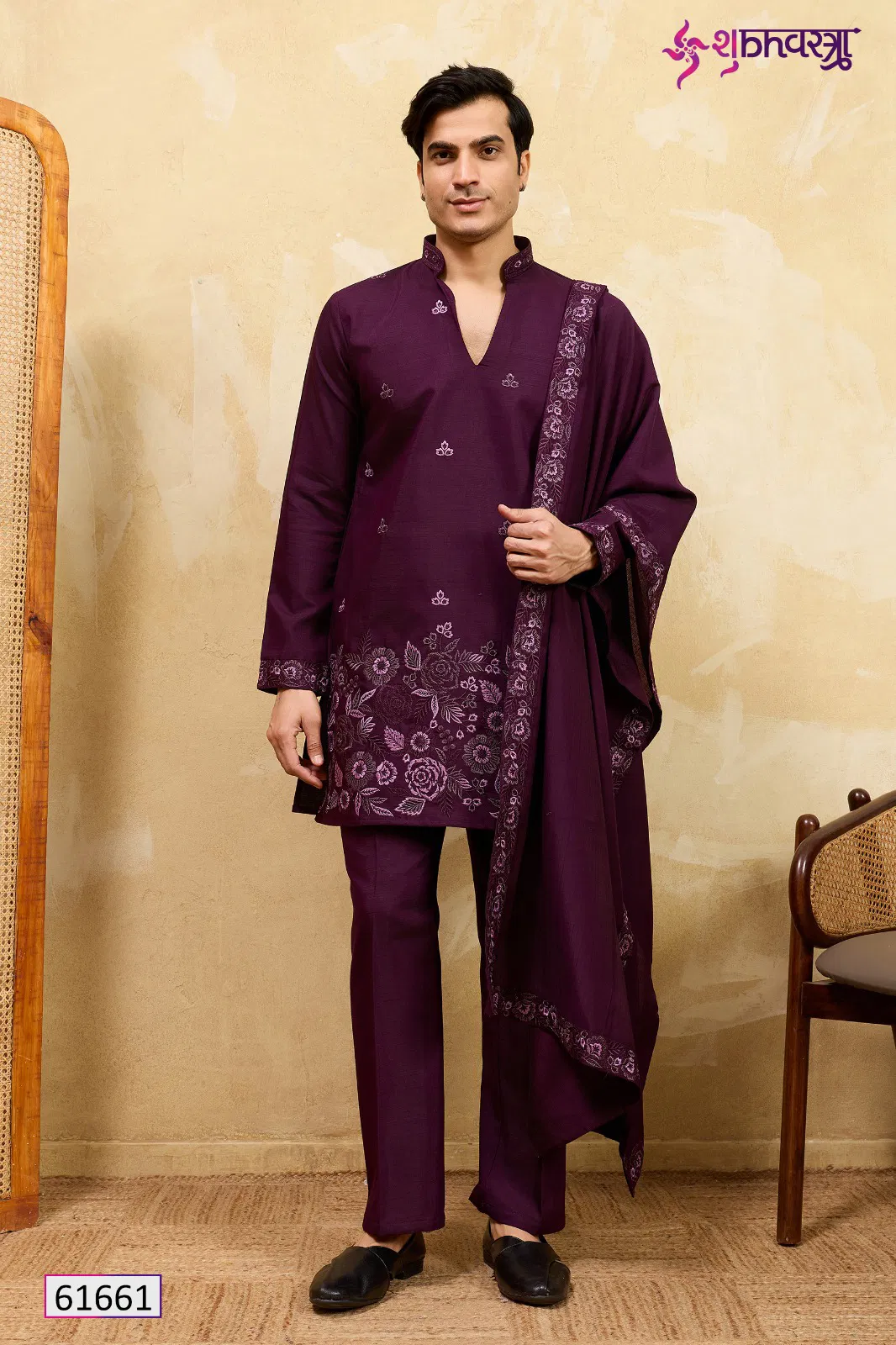 Shubhvastra The Grand V Drape Viscose Silk Thread Work Kurta Pant And Dupatta Wholesale