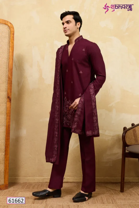 Launching Shubhvastra The Grand V Drape Viscose Silk Thread Work Kurta Pant And Dupatta Wholesale 2026
