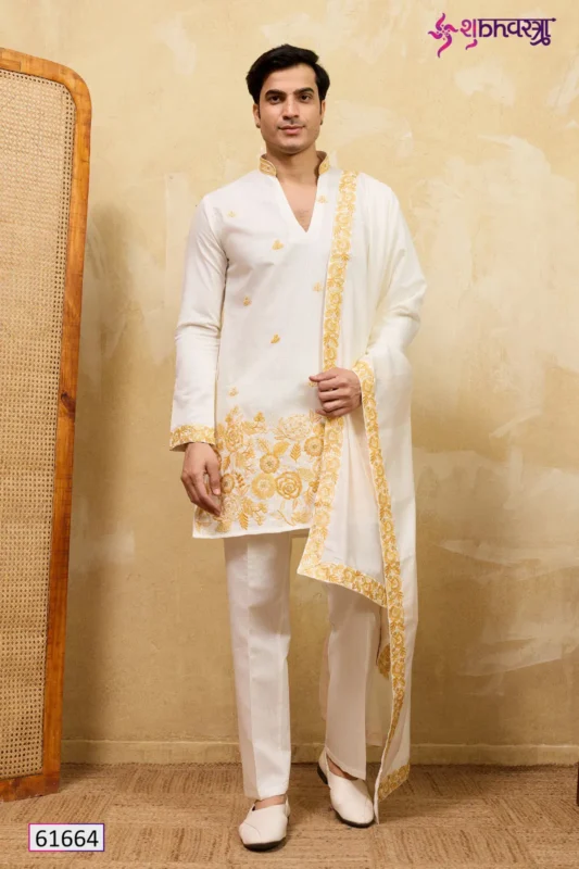 Launching Shubhvastra The Grand V Drape Viscose Silk Thread Work Kurta Pant And Dupatta Wholesale 2026