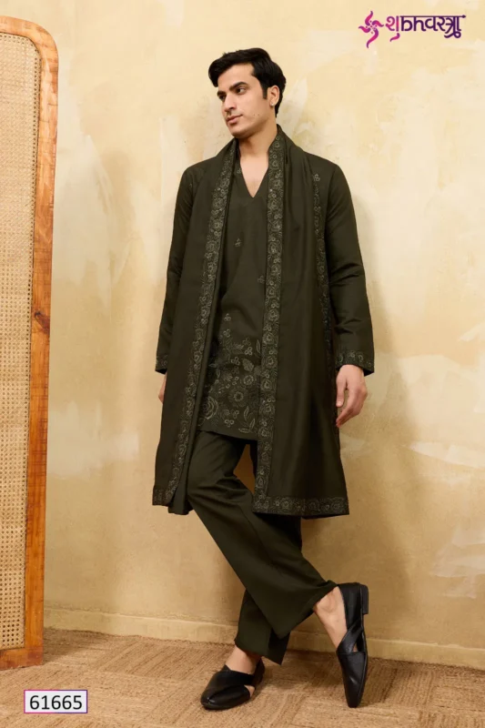 Launching Shubhvastra The Grand V Drape Viscose Silk Thread Work Kurta Pant And Dupatta Wholesale 2026