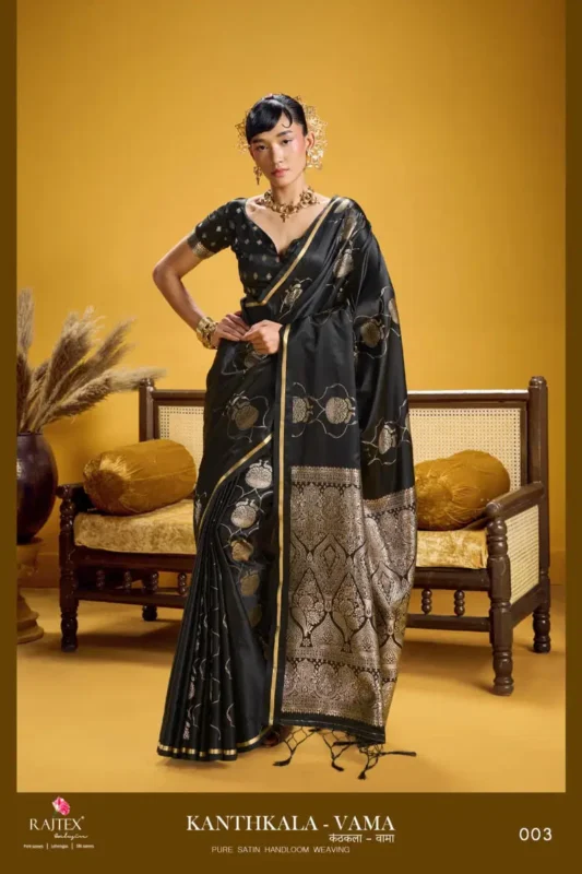 Stylish Rajtex Kanthkala Vama Satin Silk Handloom Weaving Traditional Saree Collection Wholesale 2026