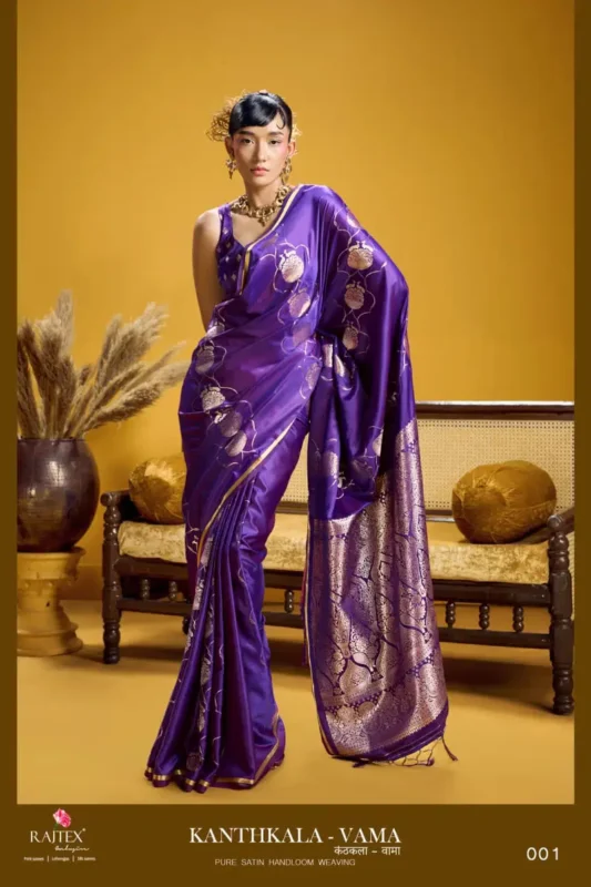 Stylish Rajtex Kanthkala Vama Satin Silk Handloom Weaving Traditional Saree Collection Wholesale 2026