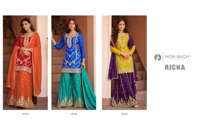 Launching Aashirwad Mor Bagh Richa Chinon Silk Salwar Suit Collection Wholesale 2026