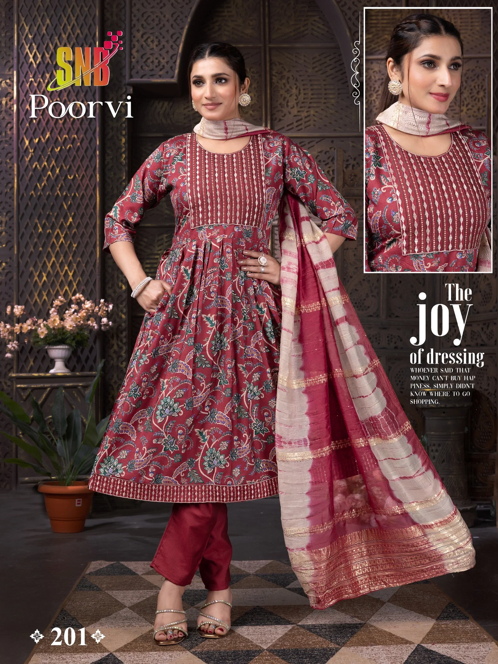 Latest Dnp Poorvi Vol 1 Vertican Umbrella Cut Top With Bottom And Dupatta Collection Wholesale 2026