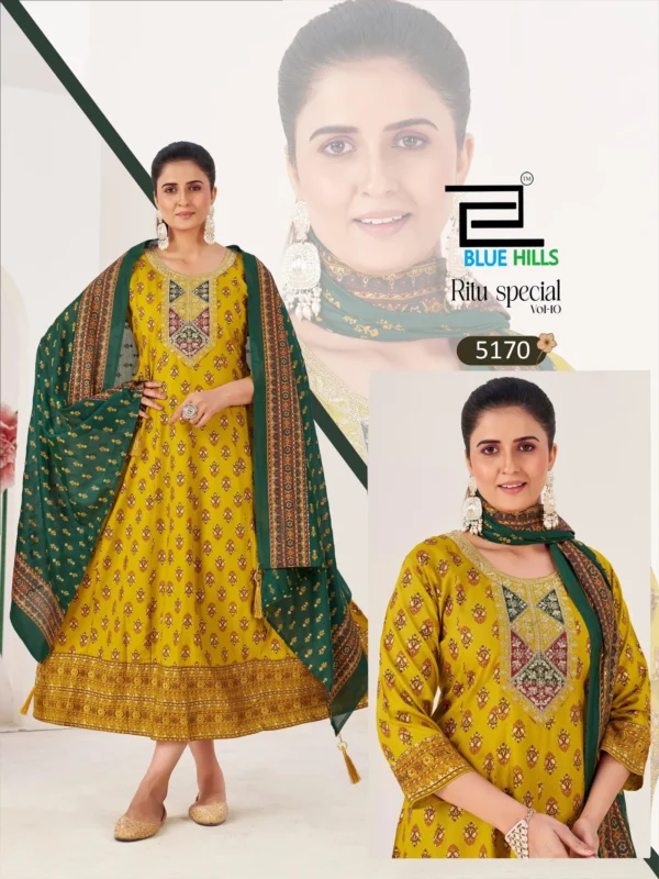 Beautiful Blue Hills Ritu Special Vol 10 Rayon Anarkali Gown With Dupatta Collection Wholesale 2026