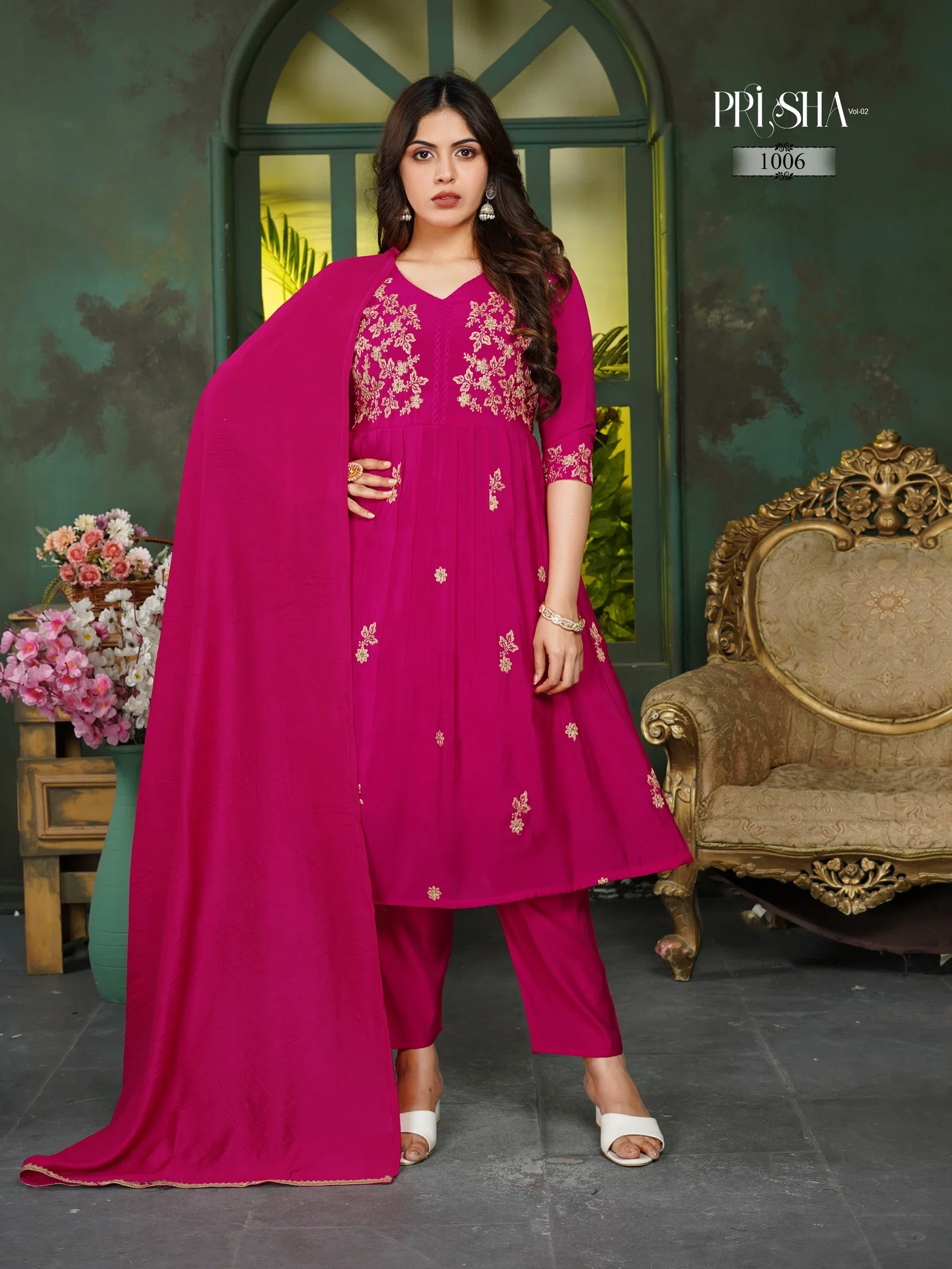 Buy Dnp Prisha V2 Heavy Mul Chanderi Top Bottom With Dupatta Wholesale 2026