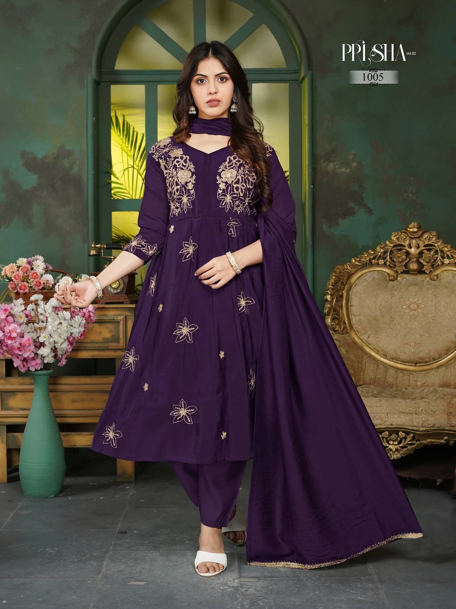 Buy Dnp Prisha V2 Heavy Mul Chanderi Top Bottom With Dupatta Wholesale 2026