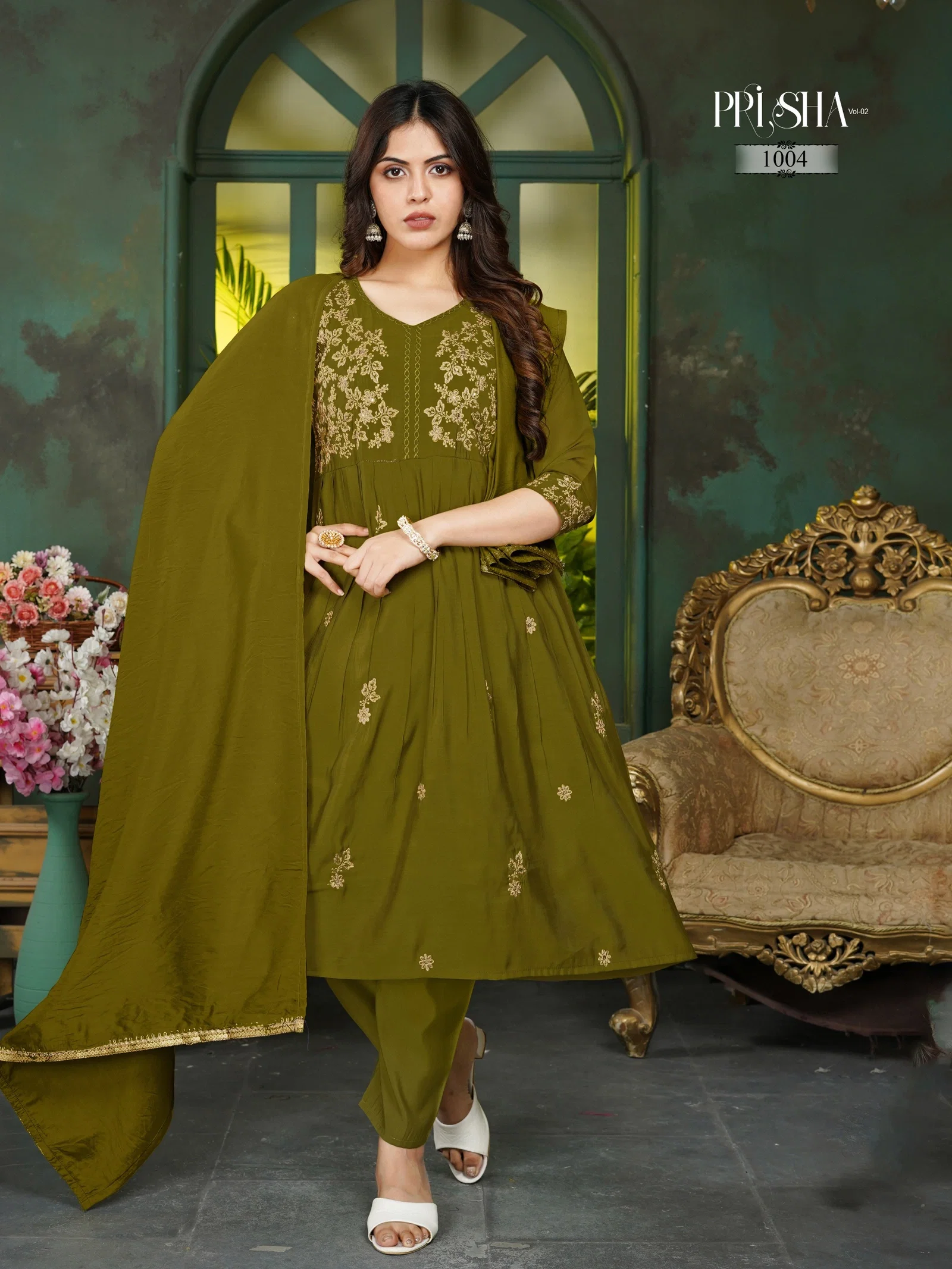 Buy Dnp Prisha V2 Heavy Mul Chanderi Top Bottom With Dupatta Wholesale 2026