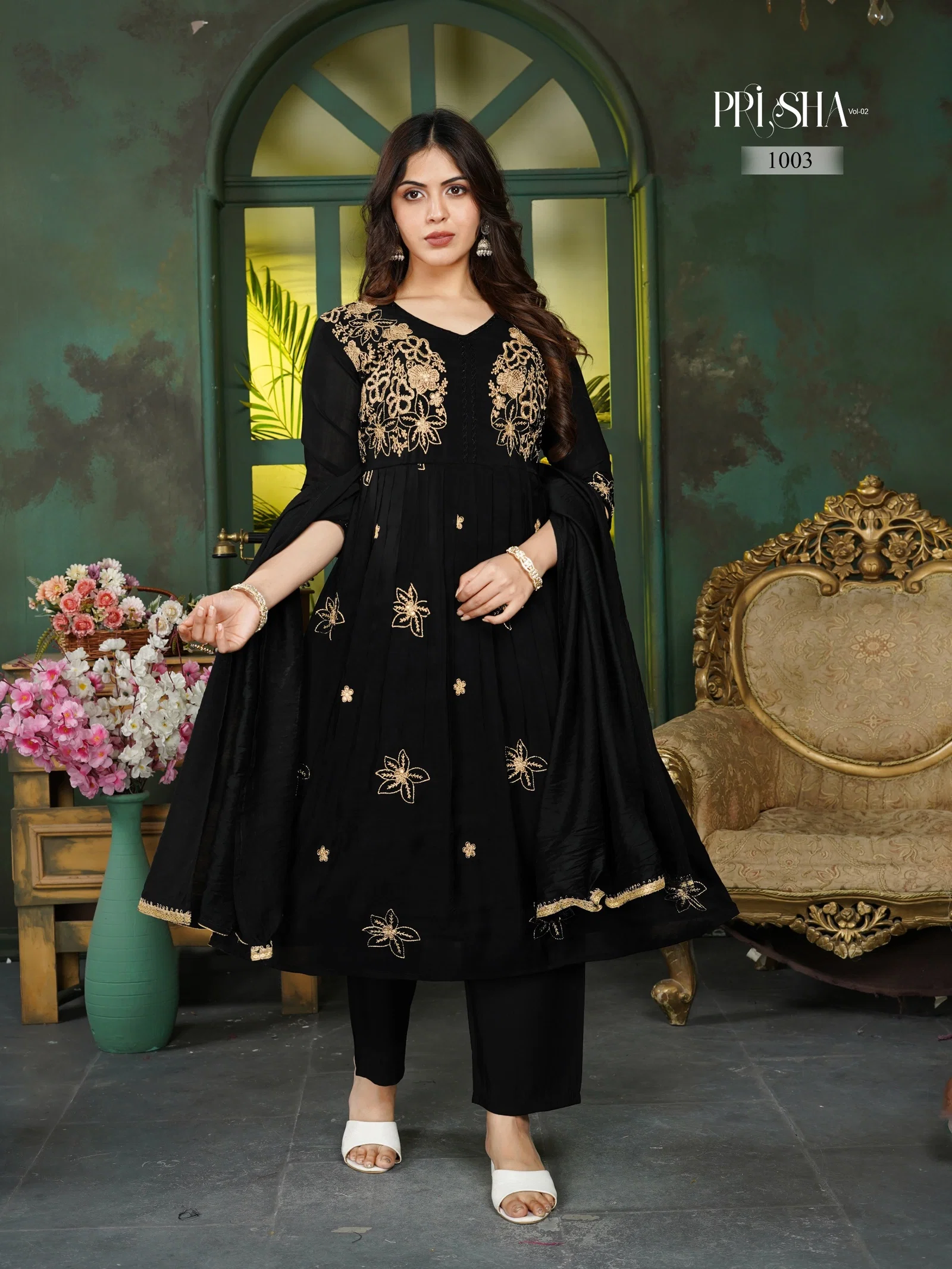Buy Dnp Prisha V2 Heavy Mul Chanderi Top Bottom With Dupatta Wholesale 2026