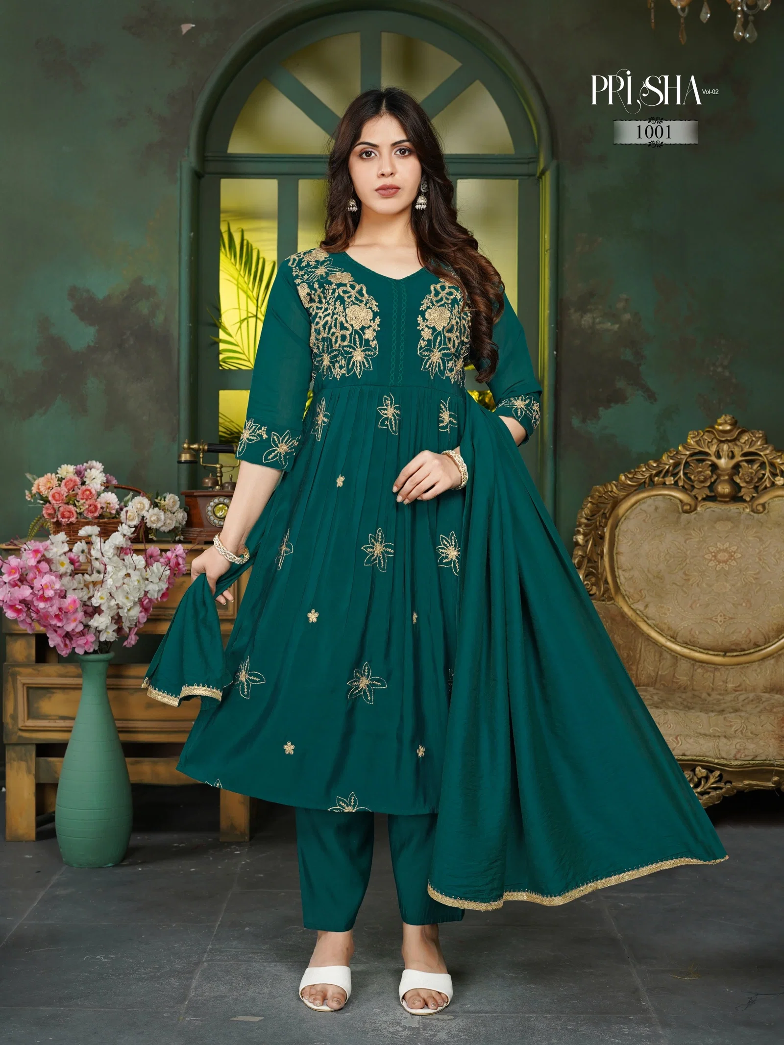Buy Dnp Prisha V2 Heavy Mul Chanderi Top Bottom With Dupatta Wholesale 2026