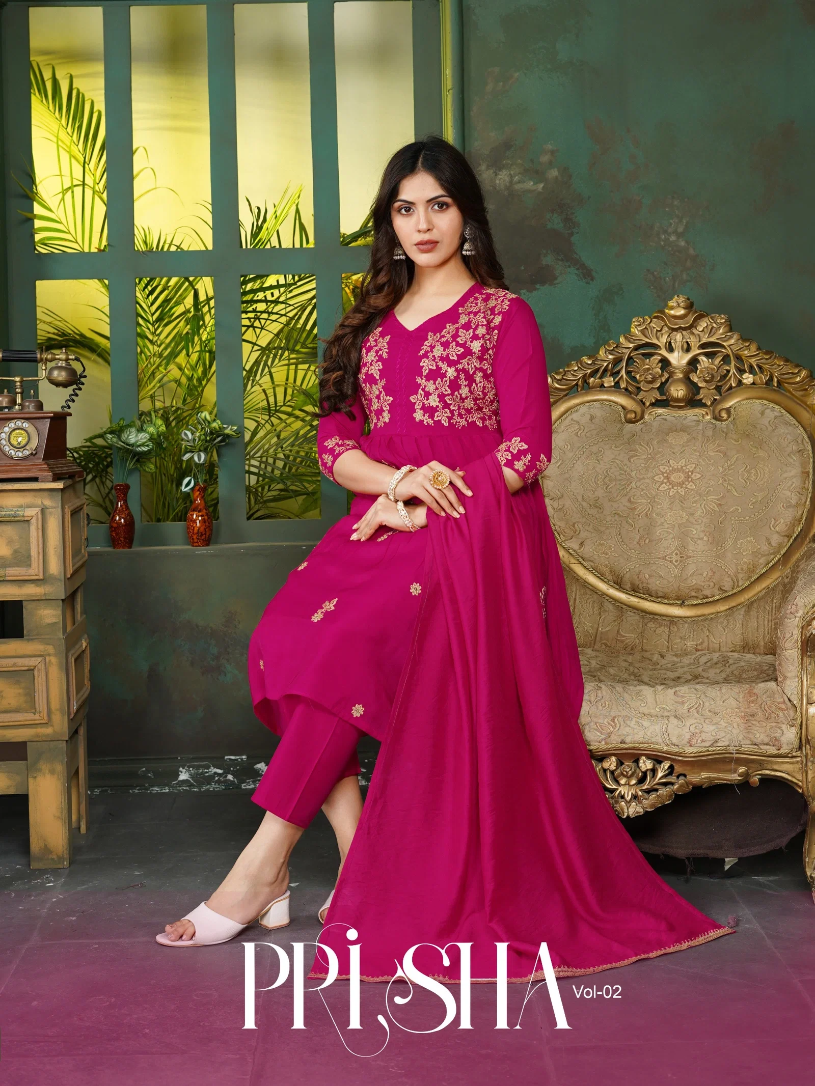 Buy Dnp Prisha V2 Heavy Mul Chanderi Top Bottom With Dupatta Wholesale 2026