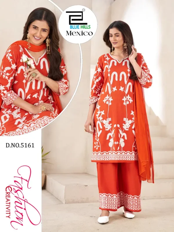 Beautiful Blue Hills Mexico Rayon With Thread Work Plus Size Kurti With Bottom Dupatta Wholesale 2026