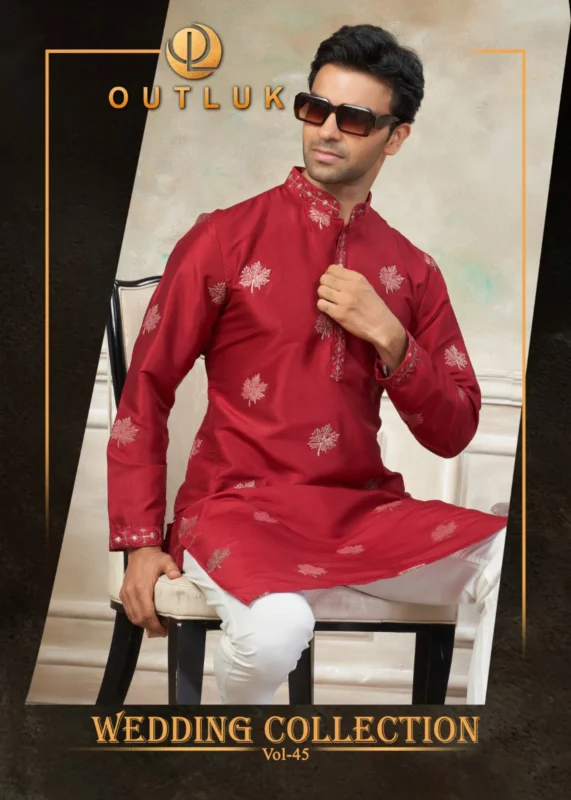 Buy Outluk Wedding 45 Silk Embroidery Worked Kurta And Pajama Collection Wholesale 2026
