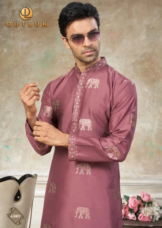 Buy Outluk Wedding 45 Silk Embroidery Worked Kurta And Pajama Collection Wholesale 2026
