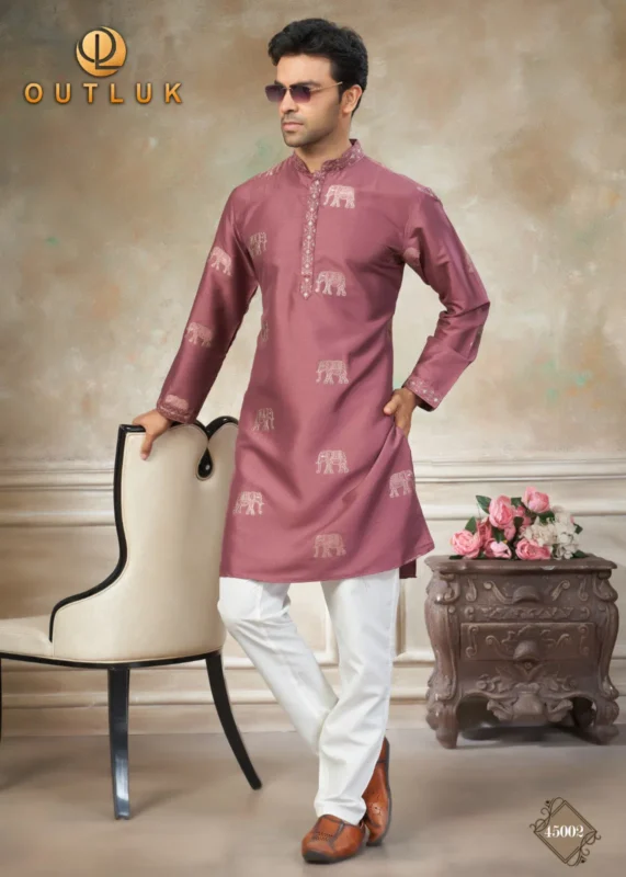 Buy Outluk Wedding 45 Silk Embroidery Worked Kurta And Pajama Collection Wholesale 2026