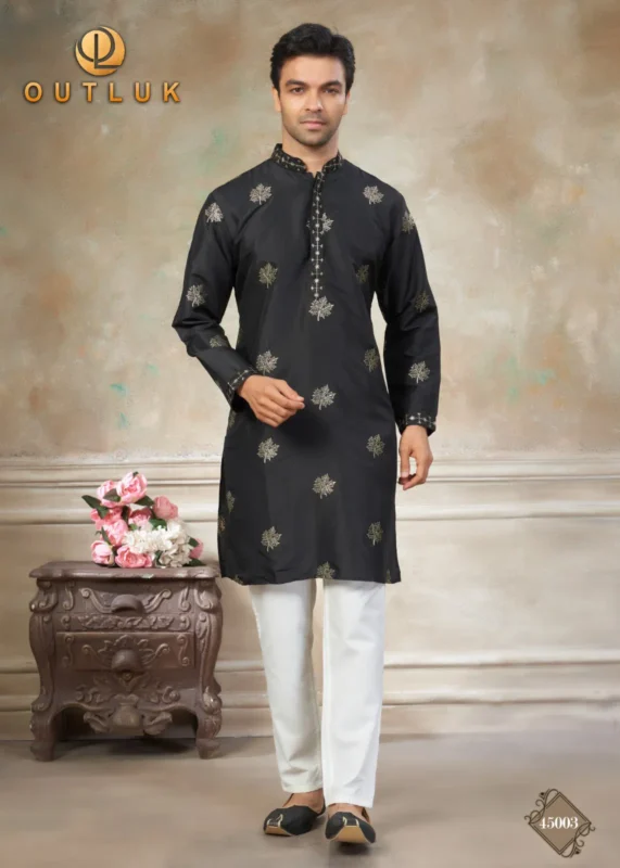 Buy Outluk Wedding 45 Silk Embroidery Worked Kurta And Pajama Collection Wholesale 2026