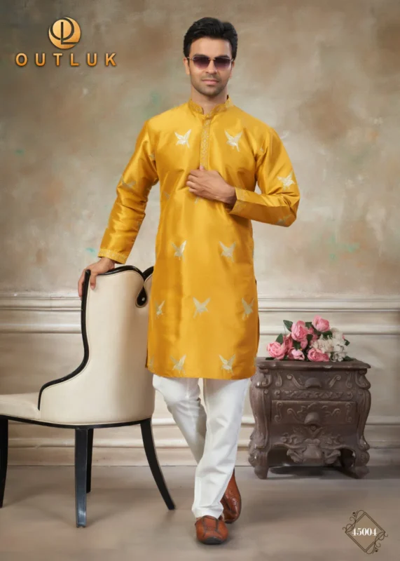 Buy Outluk Wedding 45 Silk Embroidery Worked Kurta And Pajama Collection Wholesale 2026