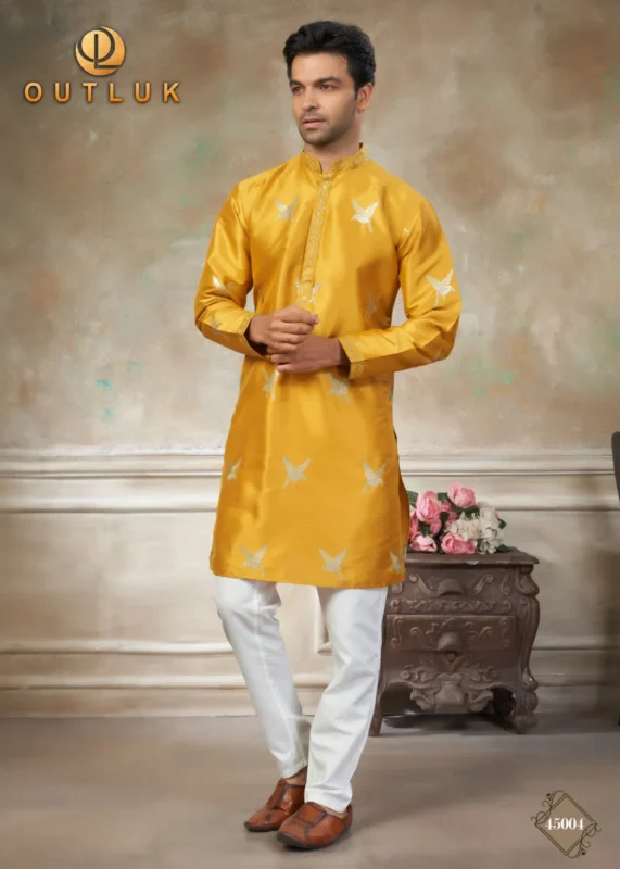 Buy Outluk Wedding 45 Silk Embroidery Worked Kurta And Pajama Collection Wholesale 2026