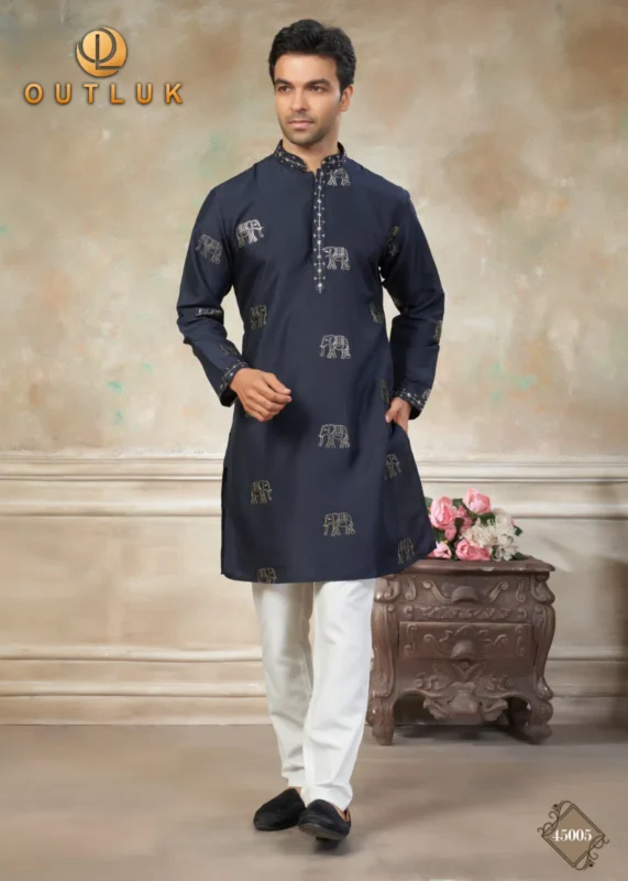 Buy Outluk Wedding 45 Silk Embroidery Worked Kurta And Pajama Collection Wholesale 2026