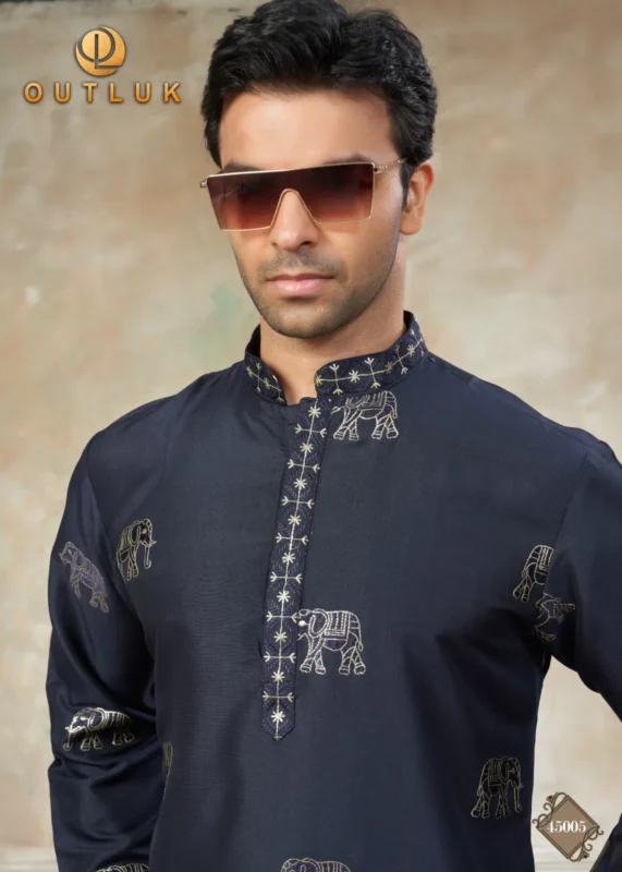 Buy Outluk Wedding 45 Silk Embroidery Worked Kurta And Pajama Collection Wholesale 2026