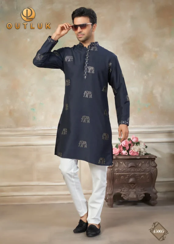 Buy Outluk Wedding 45 Silk Embroidery Worked Kurta And Pajama Collection Wholesale 2026