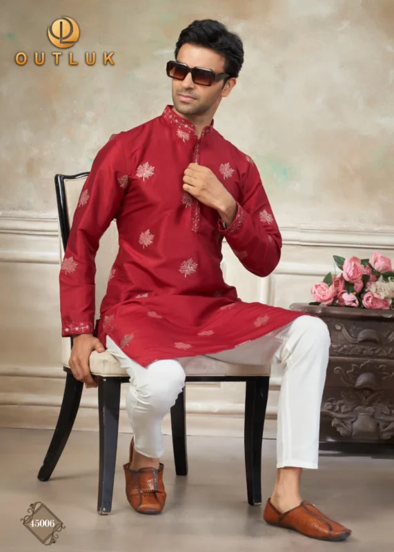 Buy Outluk Wedding 45 Silk Embroidery Worked Kurta And Pajama Collection Wholesale 2026