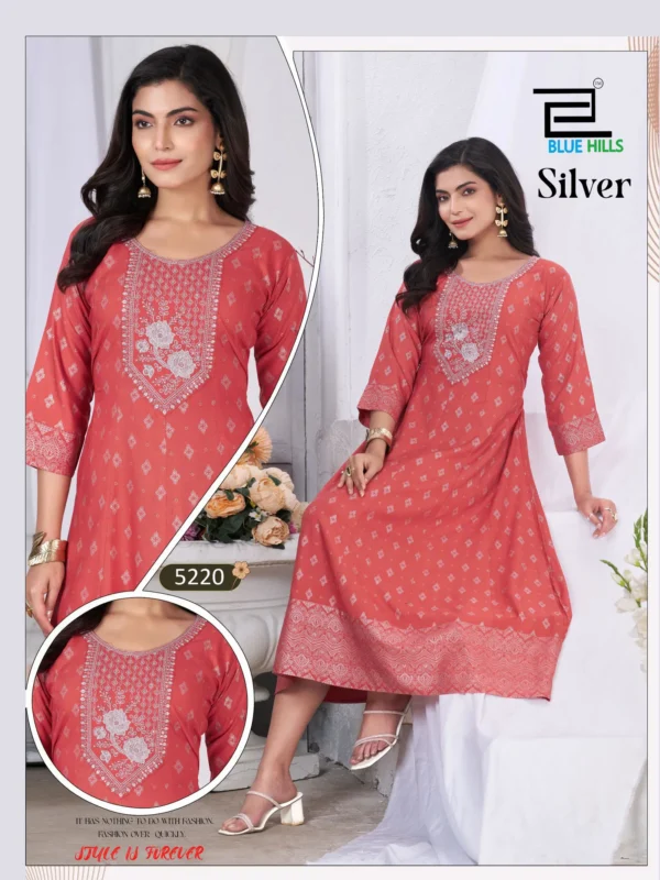 Launching Blue Hills Silver Rayon Anarkali Embroidered Kurti Collection Wholesale 2026