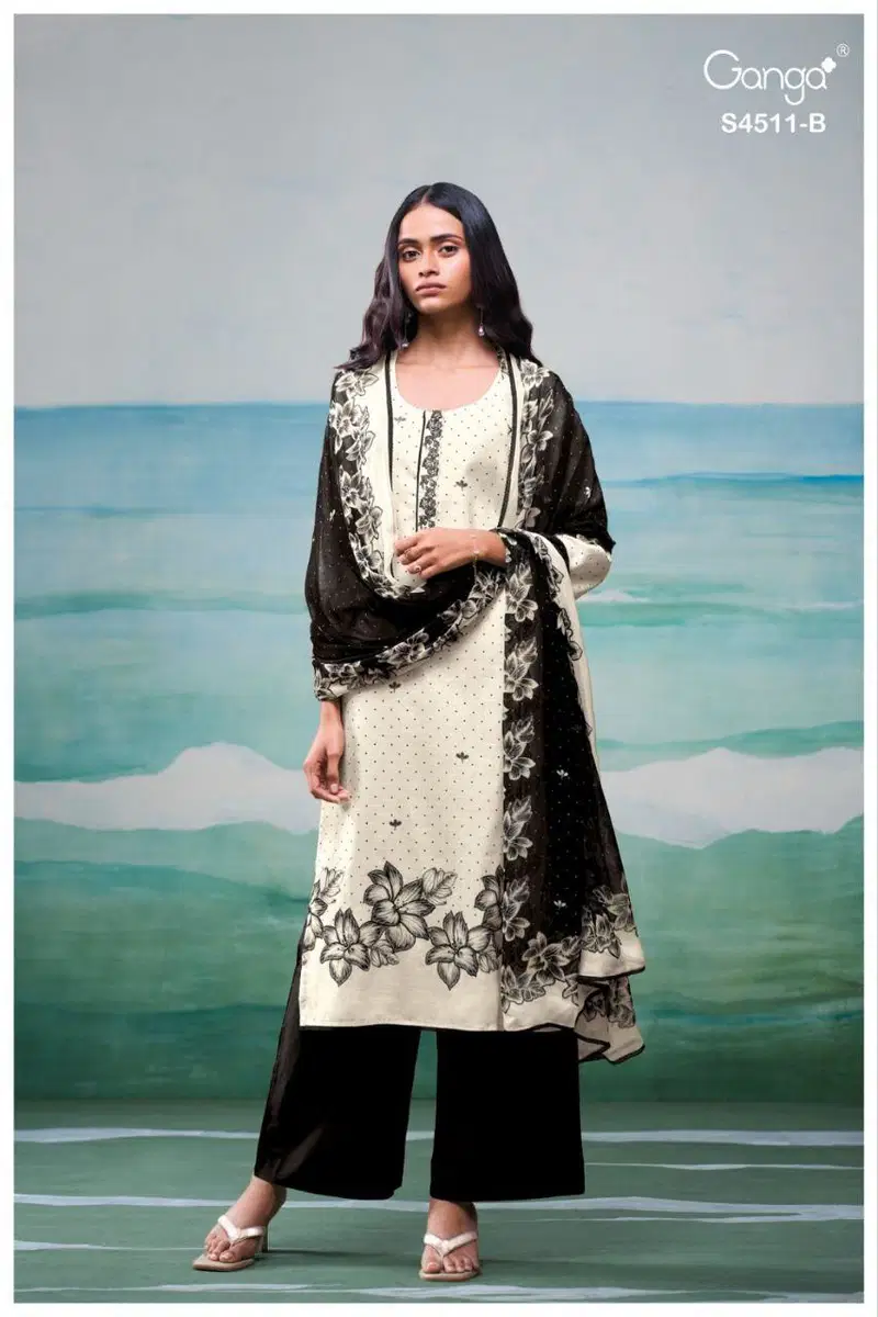 Stylish Ganga Elysha S 4511 Cotton Linen Handworked Dress Material Wholesale 2026