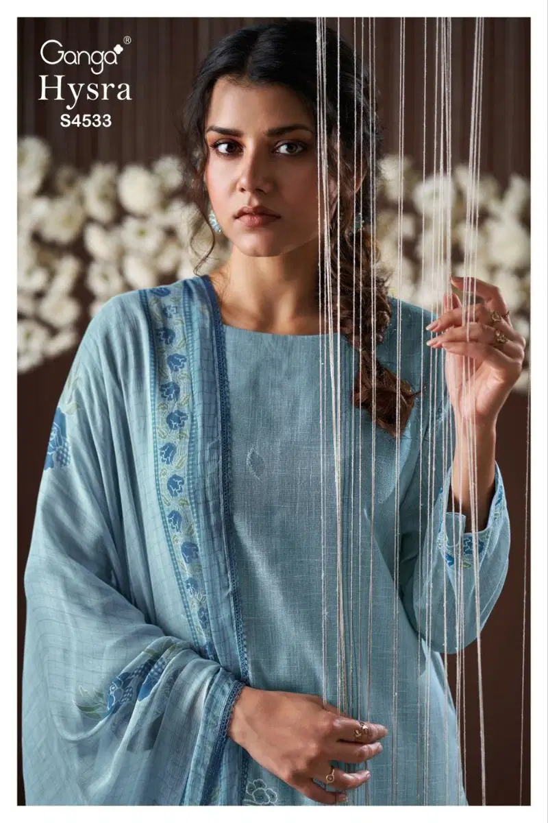 Ganga Hysra S 4533 Cotton Linen With Hand Embroidered Salwar Kameez Wholesale