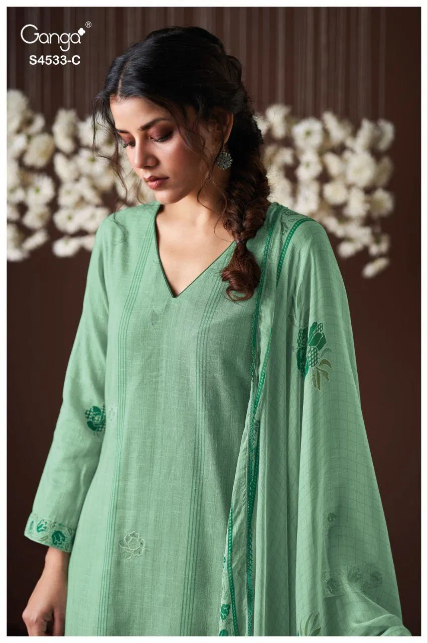 Beautiful Ganga Hysra S 4533 Cotton Linen With Hand Embroidered Salwar Kameez Wholesale 2026