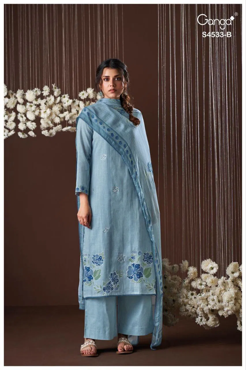 Beautiful Ganga Hysra S 4533 Cotton Linen With Hand Embroidered Salwar Kameez Wholesale 2026
