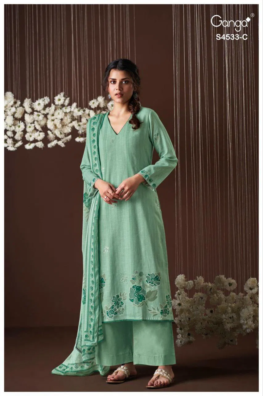 Beautiful Ganga Hysra S 4533 Cotton Linen With Hand Embroidered Salwar Kameez Wholesale 2026