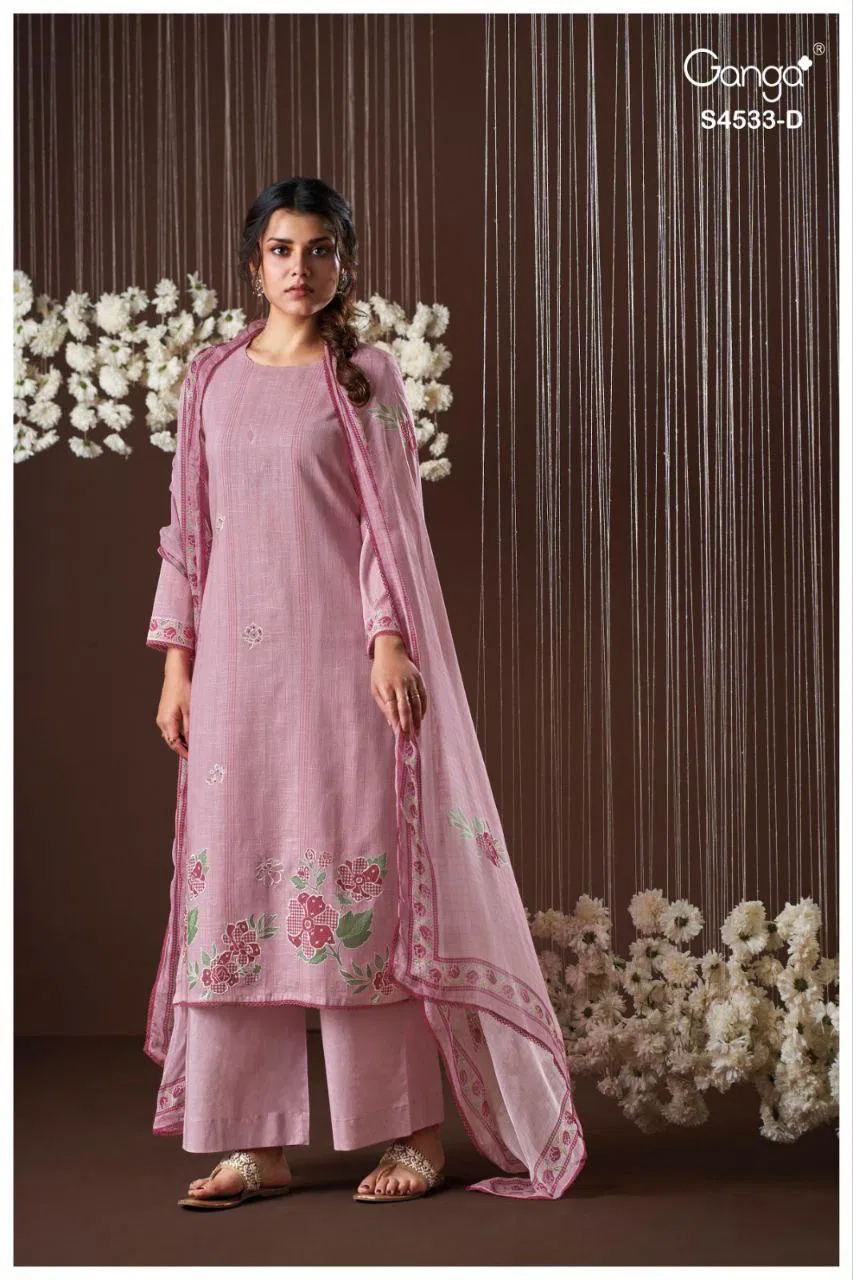 Beautiful Ganga Hysra S 4533 Cotton Linen With Hand Embroidered Salwar Kameez Wholesale 2026