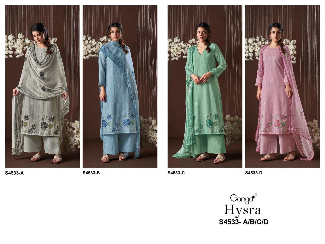 Beautiful Ganga Hysra S 4533 Cotton Linen With Hand Embroidered Salwar Kameez Wholesale 2026