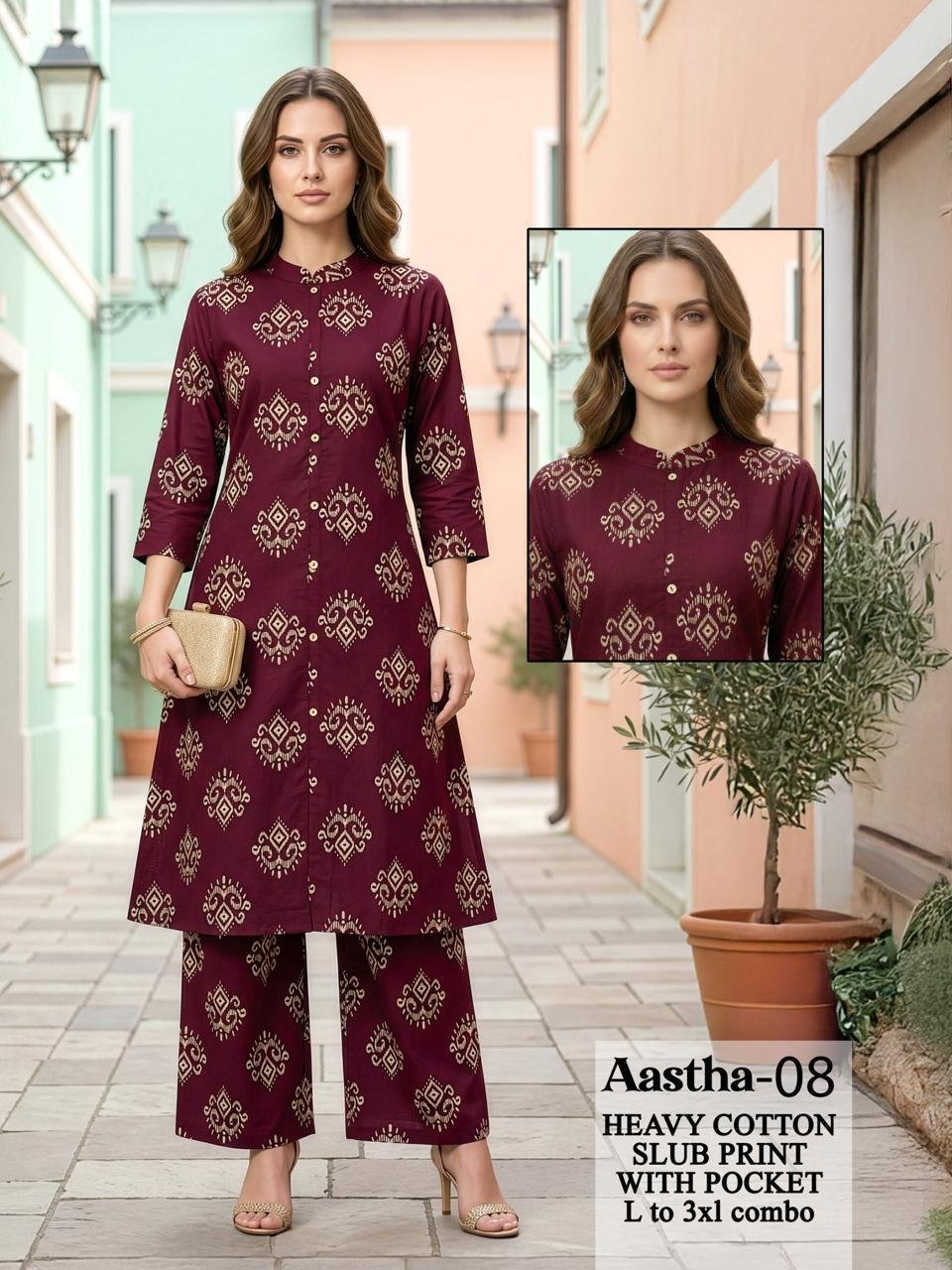 Dnp Aastha 05 And 06 Slub Cotton Kurti With Bottom Wholesale