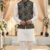 Stylish Lekha LI Raj Tilak Malai Satin Mens Kurta Pajama With Koti Wholesale 2026