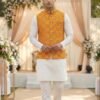 Stylish Lekha LI Raj Tilak Malai Satin Mens Kurta Pajama With Koti Wholesale 2026