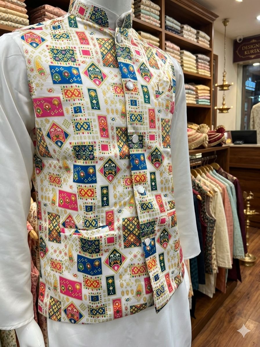 Stylish Lekha LI Raj Tilak Malai Satin Mens Kurta Pajama With Koti Wholesale 2026