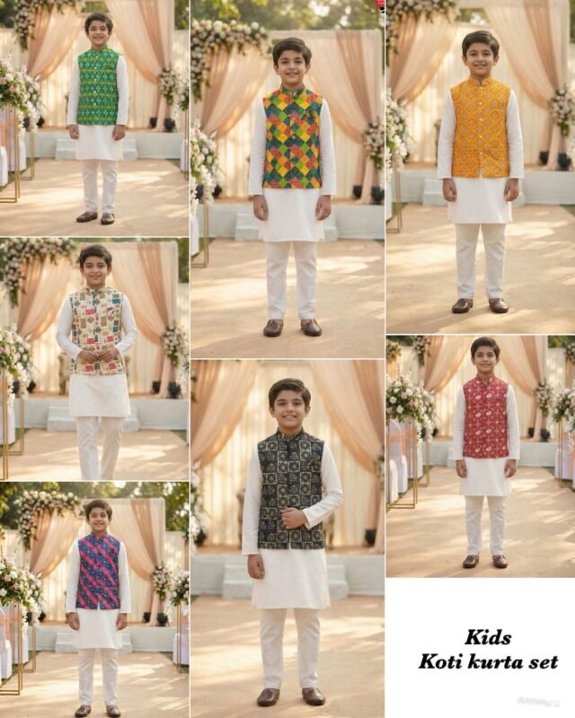 Latest Lekha LI Raj Tilak Kids Malai Satin Mens Kurta Pajama With Koti Wholesale 2026