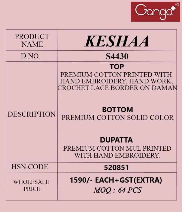 Buy Ganga Keshaa S 4430 Premium Cotton Printed Salwar Kameez Wholesale 2026