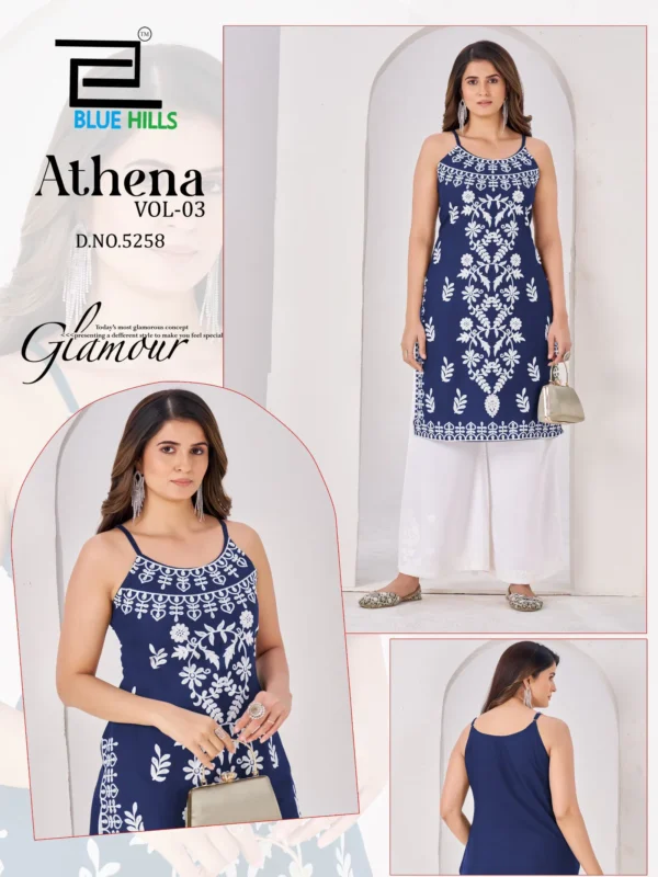 Stylish Blue Hills Athena Vol 3 Rayon With Embroidery Work Kurti Collection Wholesale 2026