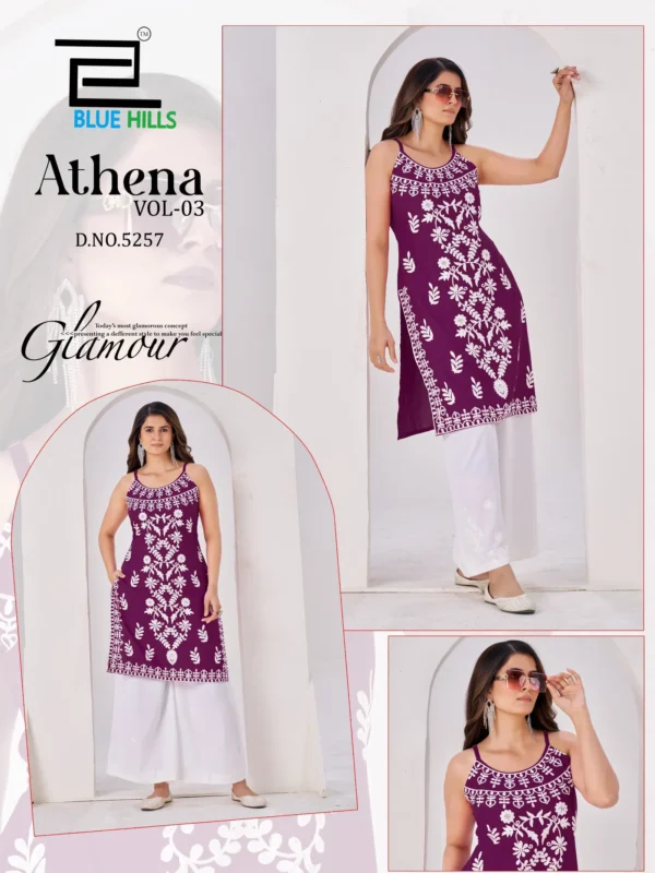 Stylish Blue Hills Athena Vol 3 Rayon With Embroidery Work Kurti Collection Wholesale 2026