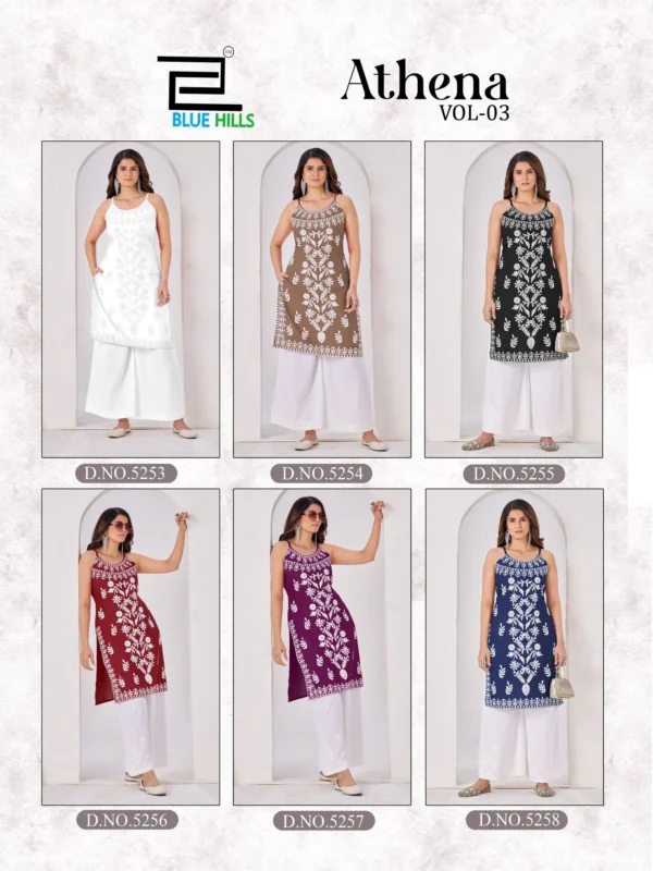 Stylish Blue Hills Athena Vol 3 Rayon With Embroidery Work Kurti Collection Wholesale 2026