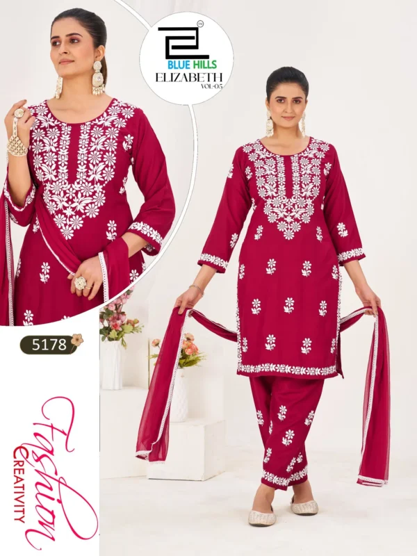 Launching Blue Hills Elizabeth Vol 5 Rayon With Thread Worked Kurti With Bottom Dupatta Set Wholesale 2026