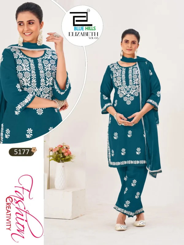 Launching Blue Hills Elizabeth Vol 5 Rayon With Thread Worked Kurti With Bottom Dupatta Set Wholesale 2026